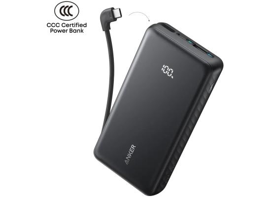 Anker Zolo Powerbank 20000mAh 22.5W Fast Charging Power Bank with Built-in USB-C Cable- Black
